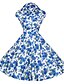 cheap Vintage Dresses-Women&#039;s Holiday Going out Vintage A Line Skater Dress - Floral Ruffle Shirt Collar Summer Cotton Red Blue