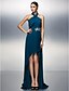 cheap Prom Dresses-Sheath / Column Halter Neck Asymmetrical Chiffon Prom / Formal Evening Dress with Beading / Appliques / Side Draping by TS Couture®