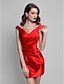 cheap Special Occasion Dresses-Sheath / Column Jewel Neck Short / Mini Stretch Satin Dress with Beading / Crystals / Side Draping by TS Couture®