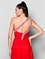 cheap Evening Dresses-Sheath / Column Furcal Formal Evening Dress One Shoulder Sleeveless Floor Length Chiffon with Crystals Beading Split Front 2020