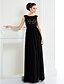 cheap Mother of the Bride Dresses-A-Line Scoop Neck Floor Length Chiffon / Lace Mother of the Bride Dress with Lace by LAN TING BRIDE®