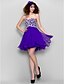 Χαμηλού Κόστους Κοκτέιλ Φορέματα-Γραμμή Α Φανταχτερό Φόρεμα Καλωσόρισμα Χοροεσπερίδα Κοντό / Μίνι Αμάνικο Καρδιά Σιφόν με Χάντρες 2024