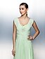 cheap Special Occasion Dresses-A-Line Straps Floor Length Chiffon / Tulle Dress with Beading / Lace / Side Draping by TS Couture®