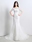 cheap Wedding Dresses-Mermaid / Trumpet Wedding Dresses Off Shoulder Court Train Lace Satin Half Sleeve Sparkle &amp; Shine with Beading Appliques 2020
