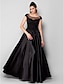 cheap Evening Dresses-Ball Gown Minimalist Dress Formal Evening Floor Length Short Sleeve Illusion Neck Stretch Satin with Beading Appliques 2024