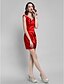 cheap Special Occasion Dresses-Sheath / Column Jewel Neck Short / Mini Stretch Satin Dress with Beading / Crystals / Side Draping by TS Couture®