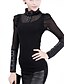 cheap Vest-Women&#039;s Blouse Solid Colored Stand Collar Turtleneck Black Plus Size Daily Mesh Clothing Apparel / Summer / Long Sleeve / Puff Sleeve