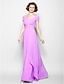 cheap Mother of the Bride Dresses-A-Line Square Neck Floor Length Georgette Mother of the Bride Dress with Beading / Ruched by LAN TING BRIDE®