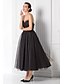 זול שמלות לאירועים מיוחדים-נשף שמלה שחורה קטנה שמלה חגים סיום לימודים באורך הקרסול ללא שרוולים לב (סוויטהארט) טול עם סרט 2024