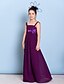 cheap Junior Bridesmaid Dresses-Sheath / Column Straps Floor Length Chiffon Junior Bridesmaid Dress with Beading by LAN TING BRIDE®