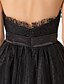 cheap Special Occasion Dresses-Ball Gown Black Dress Dress Holiday Homecoming Tea Length Sleeveless Sweetheart Tulle with Sash / Ribbon 2024