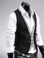 cheap Men&#039;s Vest-Men&#039;s Suit Vest Waistcoat Formal Wedding Work Business 1920s Smart Casual Cotton Polyester Solid Colored Slim Black Brown Vest