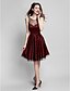 cheap Special Occasion Dresses-A-Line / Fit &amp; Flare Illusion Neck Knee Length Satin / Tulle Dress with Sash / Ribbon by TS Couture®