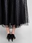 cheap Special Occasion Dresses-Ball Gown Black Dress Dress Holiday Homecoming Tea Length Sleeveless Sweetheart Tulle with Sash / Ribbon 2024