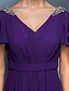 preiswerte Abendkleider-Eng anliegend Offener Rücken Formeller Abend Kleid V-Ausschnitt Kurzarm Boden-Länge Chiffon mit Überkreuzte Rüschen Perlenstickerei 2020