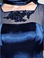 abordables Robes pour mère de la mariée-Trapèze Col de Cou Mi-long Dentelle / Satin Elastique Robe de Mère de Mariée  avec Billes / Appliques par LAN TING BRIDE®