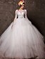 cheap Wedding Dresses-Ball Gown V Neck Court Train Tulle Made-To-Measure Wedding Dresses with Beading / Sash / Ribbon by / See-Through