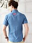 cheap Men&#039;s Shirts-Men&#039;s Solid CasualCotton Short Sleeve Blue