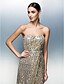 cheap Prom Dresses-Sheath / Column Sparkle &amp; Shine Furcal Prom Formal Evening Dress Strapless Sleeveless Floor Length Sequined with Sash / Ribbon Sequin Split Front 2020