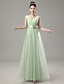 preiswerte Brautjungfernkleider-Sheath / Column V Neck Floor Length Chiffon Bridesmaid Dress with Crystals