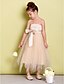 Недорогие Детские праздничные платья-A-line асимметричное платье девушки цветка - тюлевые спагетти ремни с лентой от lan ting bride®