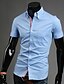 cheap Men&#039;s Shirts-Men&#039;s Work Business / Casual Plus Size Slim Shirt - Solid Colored / Short Sleeve / Summer