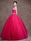 cheap Evening Dresses-Ball Gown Princess Strapless Floor Length Satin Tulle Stretch Satin Formal Evening Dress with Crystal Detailing Sash / Ribbon Side Draping