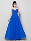 cheap Evening Dresses-A-Line Dress Formal Evening Floor Length Sleeveless V Neck Chiffon with Criss Cross Ruched Crystals 2023