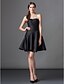 cheap Cocktail Dresses-A-Line Fit &amp; Flare Little Black Dress Homecoming Cocktail Party Dress Strapless Sleeveless Knee Length Satin with Pleats 2021