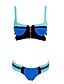 baratos Biquínis e Roupas de Banho Femininas-Mulheres Com Bojo Color Block Floral Nadador Fúcsia Azul Biquíni Roupa de Banho roupa de banho - Estampa Colorida Fúcsia