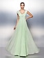 cheap Special Occasion Dresses-A-Line Straps Floor Length Chiffon / Tulle Dress with Beading / Lace / Side Draping by TS Couture®