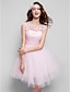 cheap Cocktail Dresses-Ball Gown Floral Cute Cocktail Party Prom Dress Illusion Neck Short Sleeve Short / Mini Tulle with Beading Appliques 2021