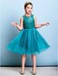 cheap Junior Bridesmaid Dresses-A-Line Knee Length Junior Bridesmaid Dress Chiffon Sleeveless Jewel Neck with Sequin / Natural
