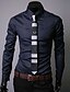 cheap Men&#039;s Dress Shirts-Men&#039;s Shirt Dress Shirt Plaid / Check Solid Colored Button Down Collar White Black Navy Blue Long Sleeve Plus Size Daily Work Print Slim Tops Streetwear Business / Spring / Fall