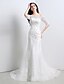 cheap Wedding Dresses-Mermaid / Trumpet Wedding Dresses Off Shoulder Court Train Lace Satin Half Sleeve Sparkle &amp; Shine with Beading Appliques 2020