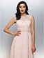 Χαμηλού Κόστους Φορέματα ειδικών περιστάσεων-A-Line Pastel Colors Formal Evening Dress Illusion Neck Sleeveless Sweep / Brush Train Chiffon with Lace Sash / Ribbon Crystals 2020