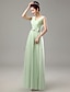cheap Bridesmaid Dresses-Sheath / Column V Neck Floor Length Chiffon Bridesmaid Dress with Crystals