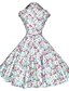 cheap Vintage Dresses-Women&#039;s Party Vintage A Line Dress - Floral Print Pleated Boat Neck All Seasons Cotton Blue Pink