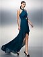 cheap Prom Dresses-Sheath / Column Halter Neck Asymmetrical Chiffon Prom / Formal Evening Dress with Beading / Appliques / Side Draping by TS Couture®