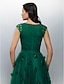 Χαμηλού Κόστους Βραδινά Φορέματα-Γραμμή Α Λουλουδάτο Φόρεμα Επισκέπτης γάμου Χοροεσπερίδα Μακρύ Κοντομάνικο Χαμόγελο Τούλι με Κρυστάλλινη λεπτομέρεια Διακοσμητικά Επιράμματα 2023