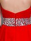 billige Fest kjoler-A-linje Bal Skolebal Kjole Kæreste Uden ærmer Kort / mini Chiffon med Kryds &amp; Tværs Perlearbejde 2020