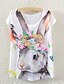 cheap Women&#039;s T-shirts-Women&#039;s Short Sleeve Floral Rabbit Graphic Printed T Shirt