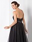 cheap Special Occasion Dresses-Ball Gown Black Dress Dress Holiday Homecoming Tea Length Sleeveless Sweetheart Tulle with Sash / Ribbon 2024