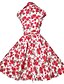 cheap Vintage Dresses-Women&#039;s Holiday Going out Vintage A Line Skater Dress - Floral Ruffle Shirt Collar Summer Cotton Red Blue