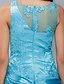 baratos Vestidos de Noite-Tubinho Brilho &amp; Glitter Evento Formal Vestido Ilusão Decote Sem Manga Longo Renda Cetim Elástico com Renda Franzido Broche de Cristal 2020