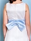 billige Junior brudepikekjoler-A-linje Besmykket Gulvlang Sateng / Tyll Junior brudepike kjole med Belte / bånd / Sløyfe(r)