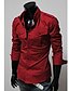 Недорогие Мужские рубашки-Муж. Офис Рубашка Хлопок Однотонный Красный / Длинный рукав