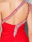 tanie Suknie wieczorowe-Ołówkowa / Kolumnowa Rozwidlone Kolacja oficjalna Sukienka Na jedno ramię Bez rękawów Sięgająca podłoża Szyfon z Dodatki kryształowe Koraliki Rozcięcie z przodu 2020