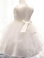 cheap Flower Girl Dresses-A-Line Knee Length Flower Girl Dress - Cotton / Polyester / Tulle Sleeveless Jewel Neck with Bow(s) / Sash / Ribbon / Pleats by