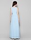 cheap Bridesmaid Dresses-Sheath / Column Scoop Neck Floor Length Chiffon Bridesmaid Dress with Draping by LAN TING BRIDE®